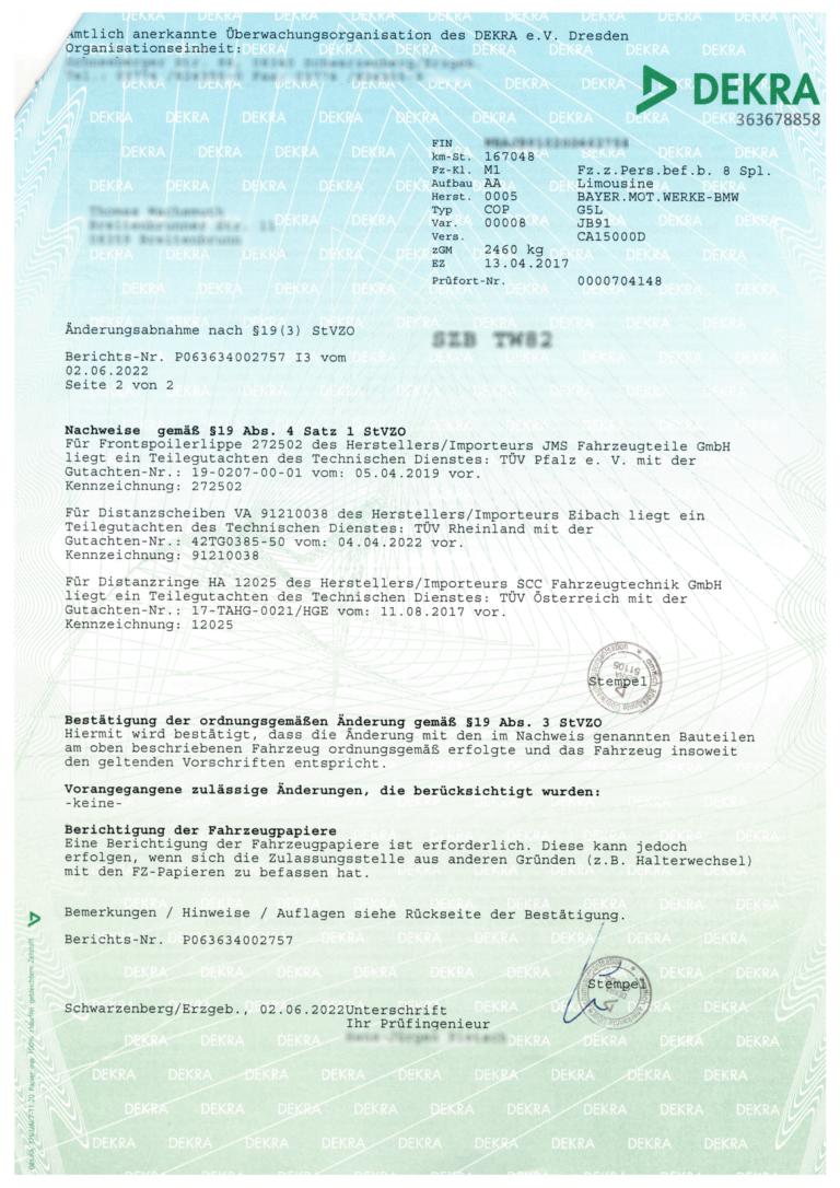 Change acceptance certificate - the document for registration!