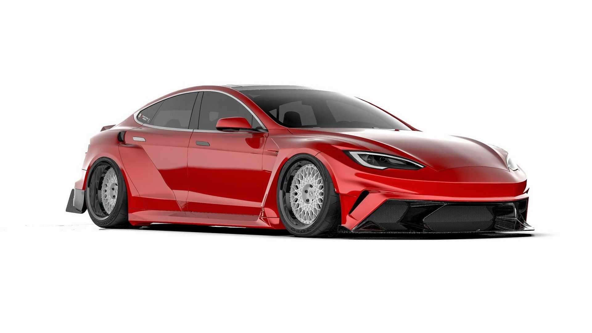 Extremes Tesla Model S Widebody Kit SEMA 2022 Competition Carbon 2