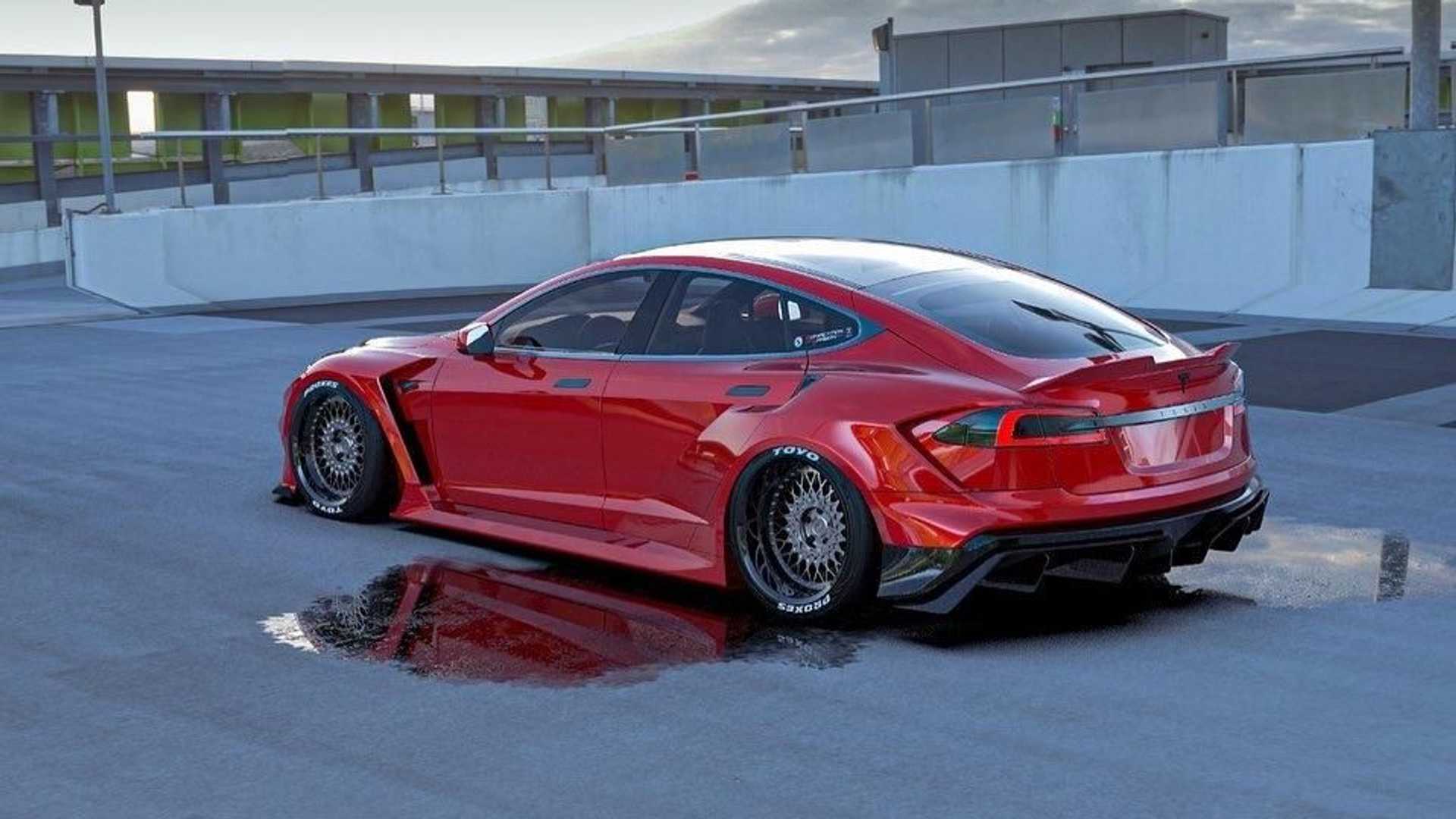 Extremes Tesla Model S Widebody Kit SEMA 2022 Competition Carbon 3