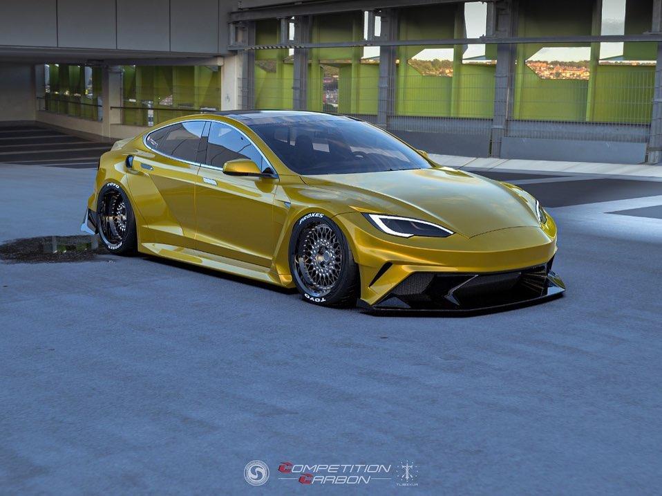Extremes Tesla Model S Widebody Kit SEMA 2022 Competition Carbon 8