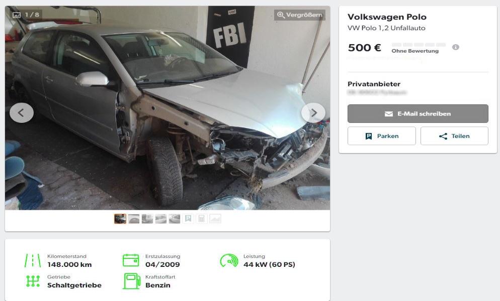 Defektes Fahrzeug Verkaufen Unfallwagen Anzeige Inserat