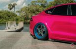 Pink Tesla Model S plaid on Vossen forged wheels!
