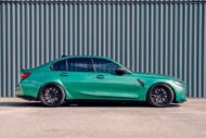 ¡Llantas Street Wheels en el BMW M3 (G80) en color Verde Isla de Man!