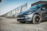 2023 Tesla Model Y with off-road rims from Unplugged Performance!
